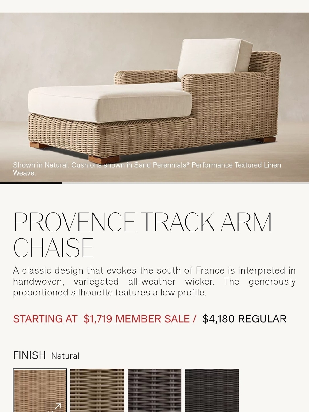 Restoration Hardware Navy Track Arm Chaise Cover
